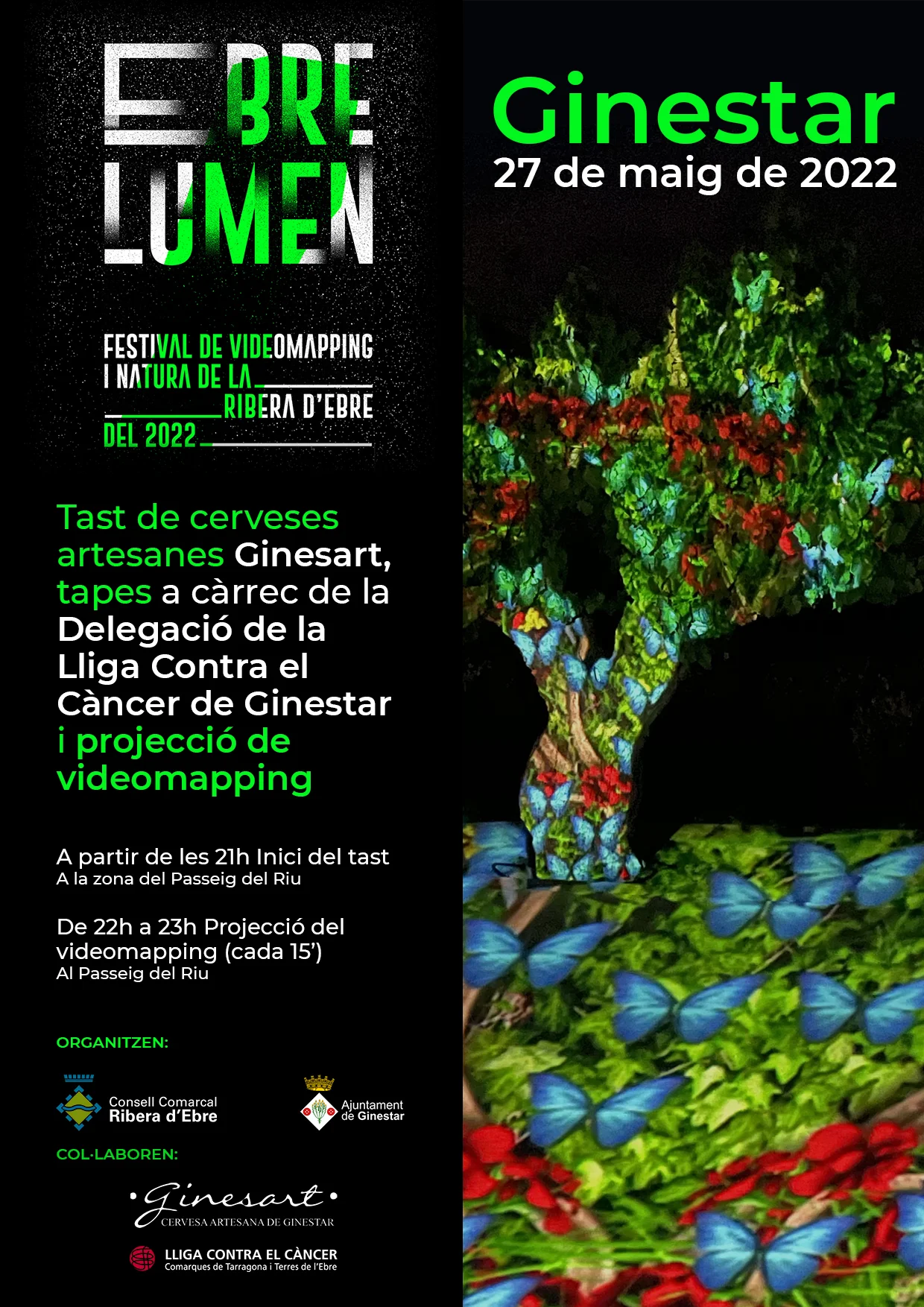 Ebre Lumen, festival de videomapping i natura de la Ribera d'Ebre a Ginestar